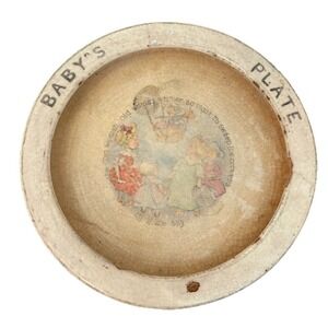 Antique Baby's Plate Nursery Rhyme Victorian Crackle Glaze Child's Dish 1890s